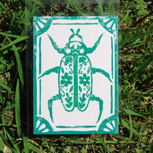 Bug 2 –  5&quot;x7&quot; Linocut Print – Handprinted Whimsical Bug Art