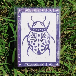 Bug 3 –  5&quot;x7&quot; Linocut Print – Handprinted Whimsical Bug Art