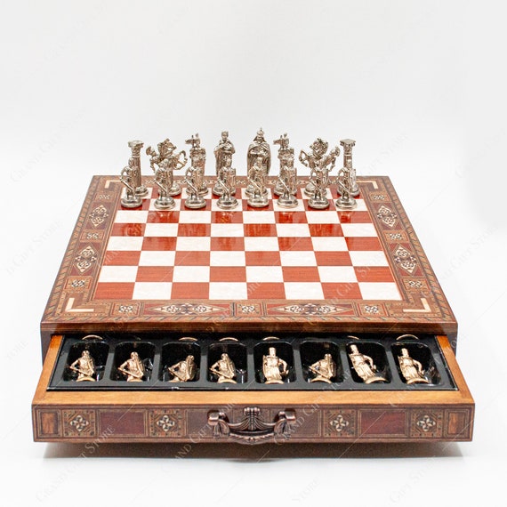 Chess Set with Storage, Handmade Custom Chess Set & Board with Hidden Key