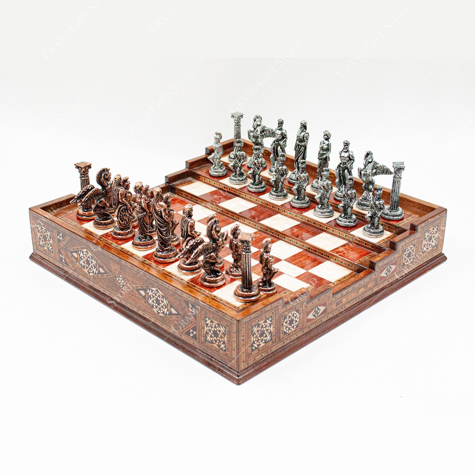 Premium Arena Wooden Chess board with Metal chess pieces Etsy
