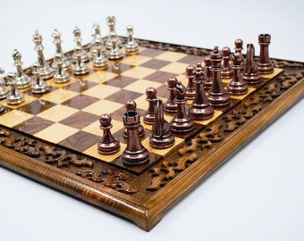 Large Chess Set - Personalized Luxury Custom Gift For Husband Wooden Board  Metal Figures Birthday Him - Yahoo Shopping