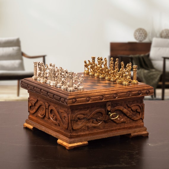 Personalized Chess Set with Wood Box