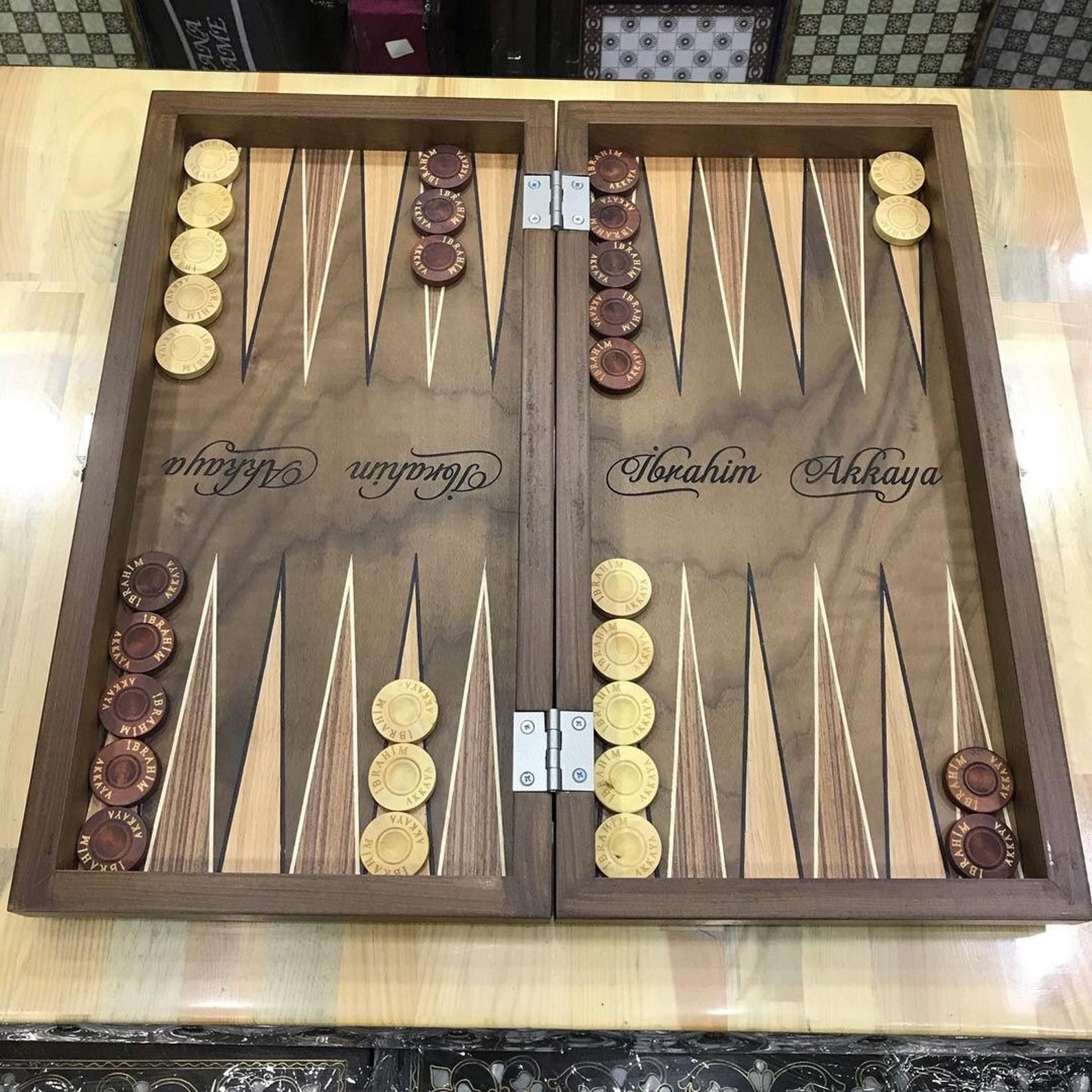 Personalized backgammon set Handmade backgammon set Wooden Etsy