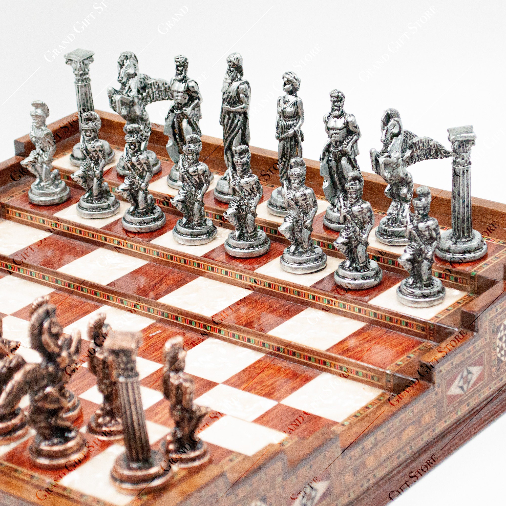 Premium Arena Wooden Chess board with Metal chess pieces Etsy