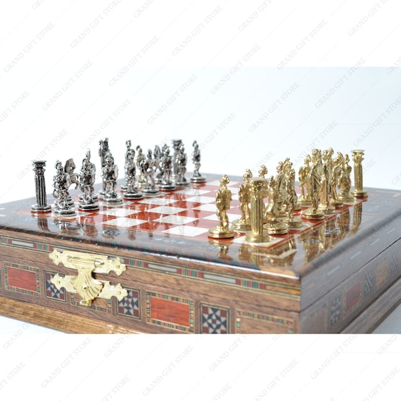 Travel Chess Set Metal Chess Pieces Chess Set wirh Storage Personalized Gifts for Him