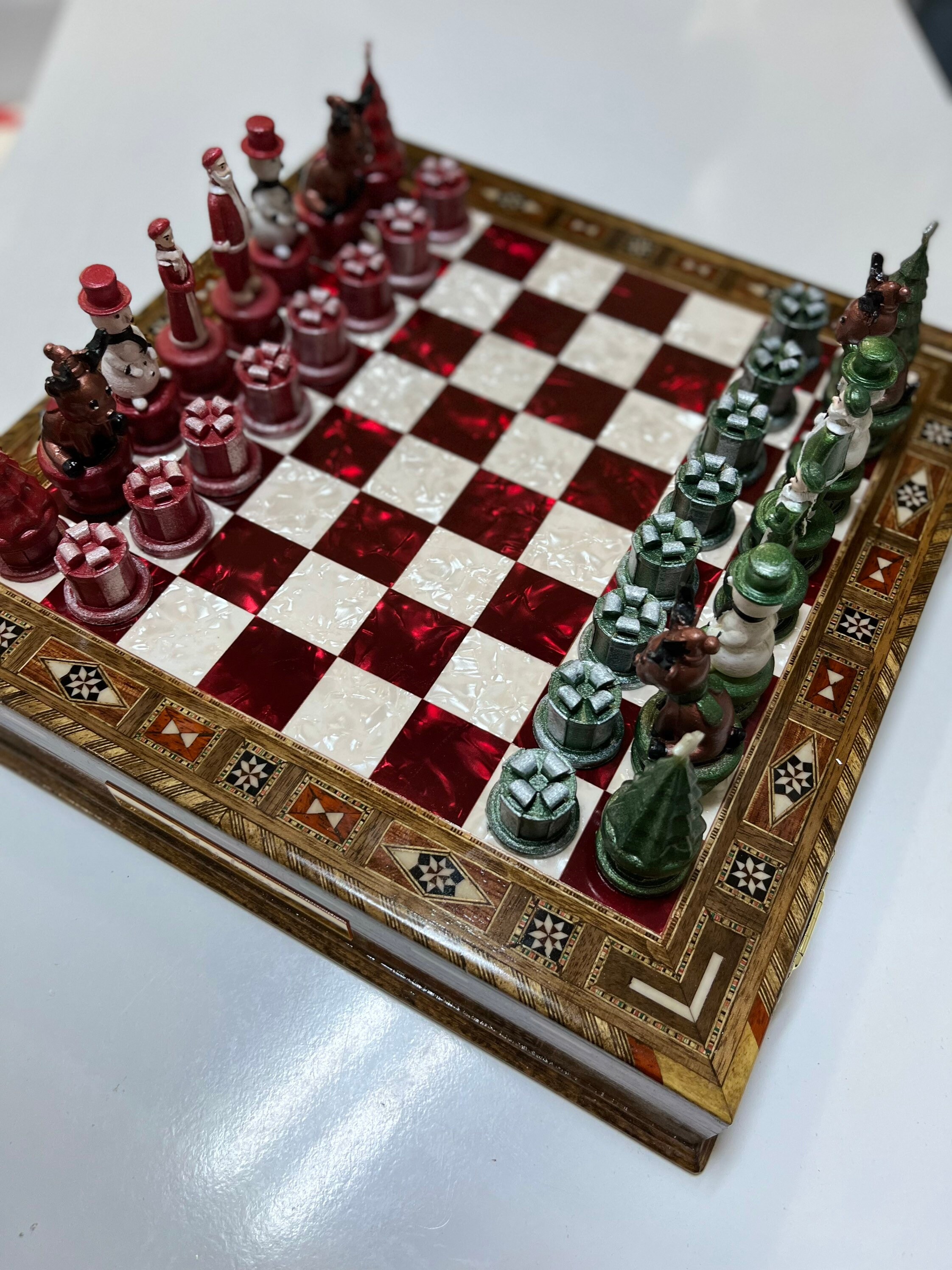 For Christmas, my mom got me a hand crafted chess set made out of