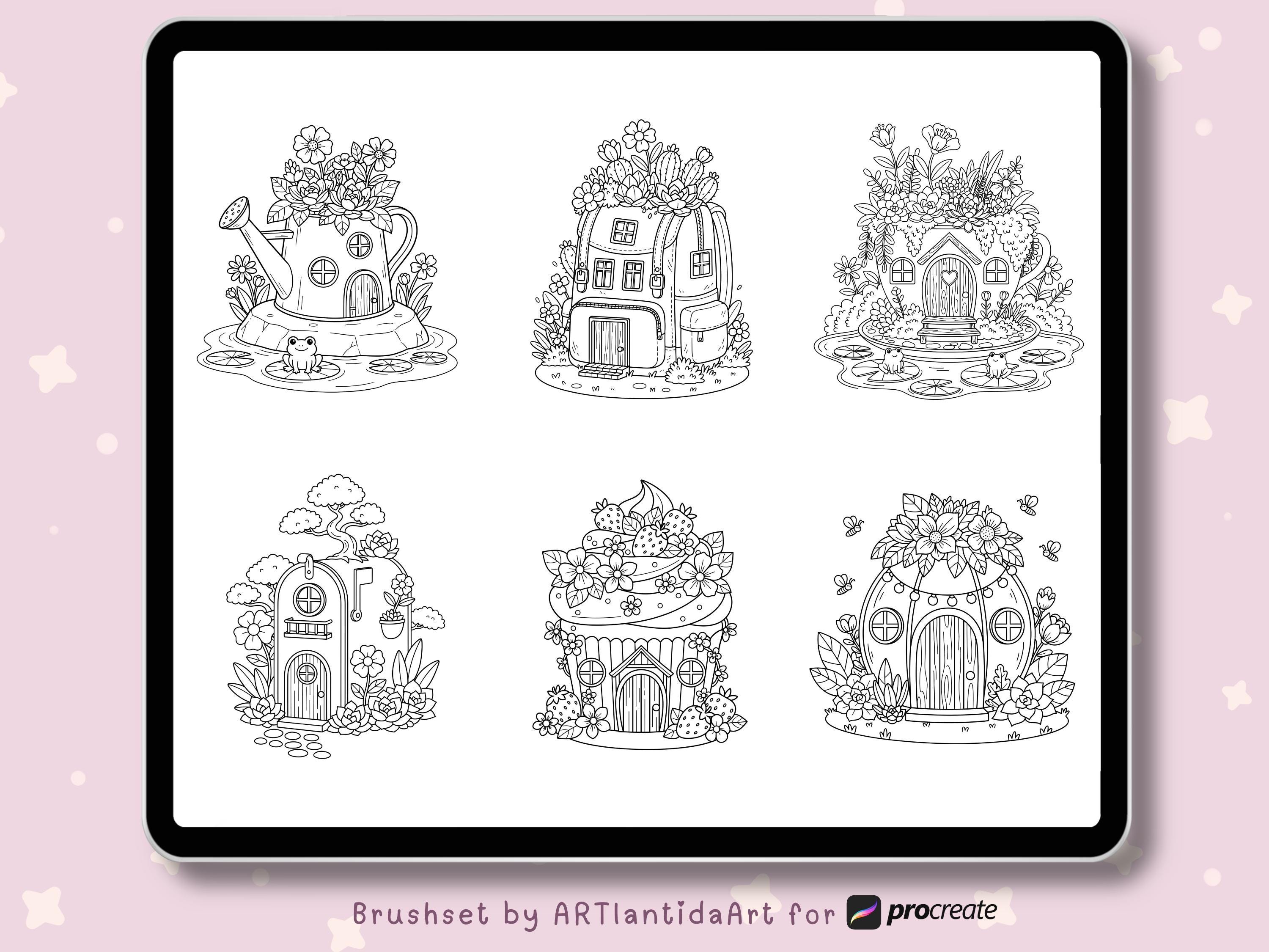 Tiny Homes Procreate Stamps | Whimsical Fairy House Brush Set | Digital ...