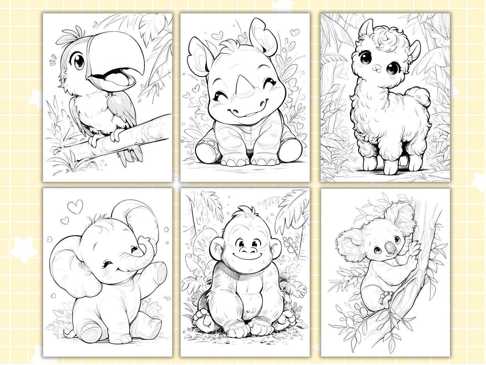 Kawaii Animals Coloring Pages | Jungle Animals | Safari Animals | Adult ...