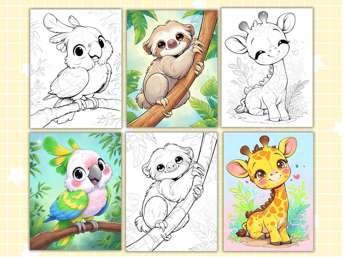 Kawaii Animals Coloring Pages | Jungle Animals | Safari Animals | Adult ...