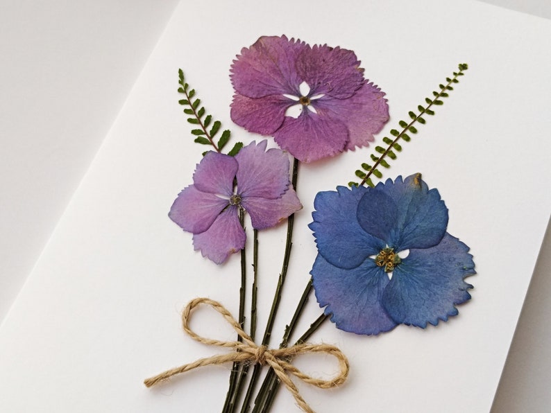 Pressed Flower Card Handmade Floral Card Blank Greeting Etsy