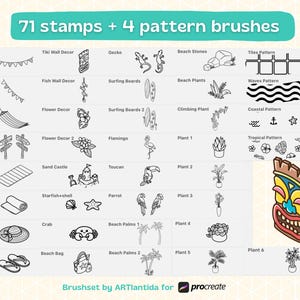 Procreate Isometric Stamps | Beach Room Brush Pack | 75 Hand Drawn ...