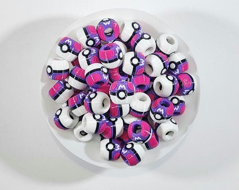 Perles inspirées de Pokémon pour les cheveux — breloques perles Pokeball pour tresses, bijoux cosplay, accessoires pour cheveux de festival, cadeau pour fan de Pokémon Master