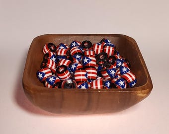 Caribbean Flag Jewelry Beads for Hair or Charms: Puerto Rico