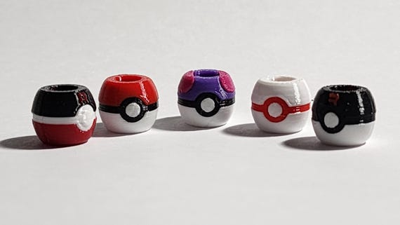 Pokemon Inspired Beads for Hair — Pokeball Charm Beads for Braids, Cosplay Jewelry, Festival Hair Accessories, Gift for Pokemon Fan