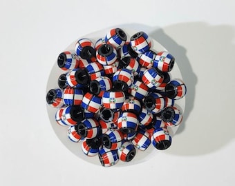 Perles et breloques aux couleurs du drapeau des Caraïbes : République dominicaine (República Dominicana / Quisqueya)