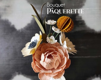 Bouquet de fleurs en papier - Paper flower bouquet – Fleur durable – Fleur artisanale – Fleur dessinée