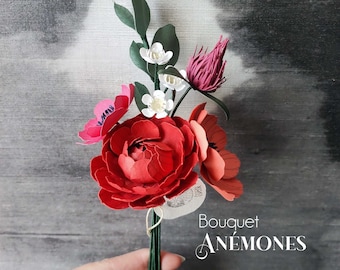 Bouquet de fleurs en papier - Paper flower bouquet – Fleur durable – Fleur artisanale – Fleur dessinée