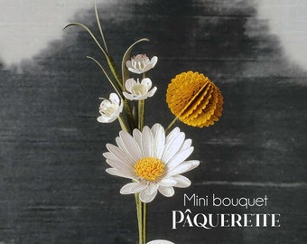 Mini bouquet de fleurs en papier - Paper flower bouquet – Fleur durable – Fleur artisanale – Fleur dessinée