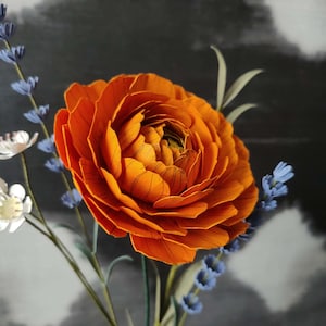 PRE-ORDER Drawn Paper Ranunculus - Paper Flower – Sustainable Flower – Craft Flower – Drawn Flower.