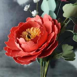 PRE-ORDINA Peonia di carta - Fiore di carta - Fiore sostenibile - Fiore fatto a mano - Fiore disegnato.