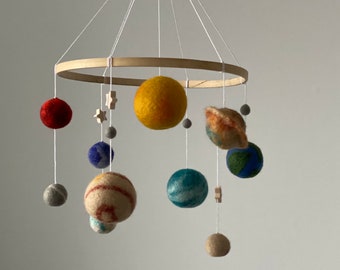 Solar System Mobile, Baby mobile, Planets Mobile, crib mobile girl, Space Nursery decor, Nursery mobile, needle felt mobile, space mobile