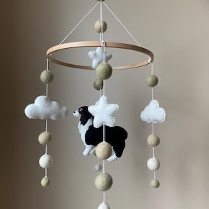 Australian Shepherd Dog Mobile: Felt Nursery Crib Decor