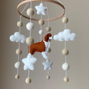 Dog mobile for nursery, Australian shepherd dog baby mobile, gender neutral mobile, Puppy mobile Felt ball mobile crib, dog nursery mobile