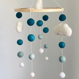 Baby girl mobile/ Baby Mobile/ Nursery boy Mobile/ Handmade mobile/Baby Gift/ Baby Felt Toys/ Crib mobile/ crib decoration/ felt ball mobile turquoise style