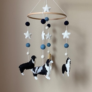 Dog mobile for nursery, golden retriever dog baby mobile, gender neutral mobile, Puppy cat mobile felt, Felt ball mobile crib, boho nursery