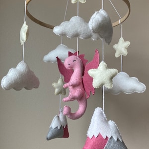 Dragon mobile/ Felt Baby mobile Girl/ Cloud mobile/ nursery mobile/ star mobile baby boy/ Crib mobile girl/ woodland mobile/ dragon nursery