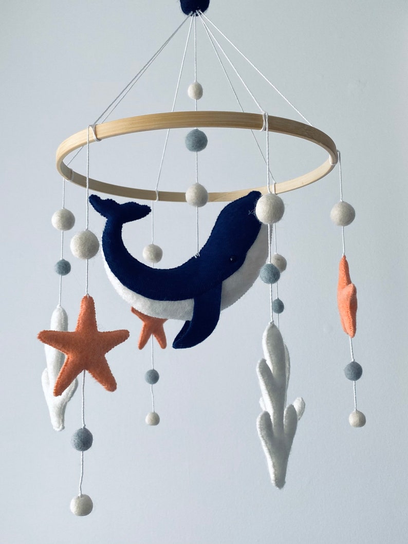 Whale mobile/ ocean mobile/ Baby girl mobile/ Baby Mobile/ Nursery Mobile/ fish mobile/ Crib mobile/ mermaid mobile/ neutral baby mobile image 5