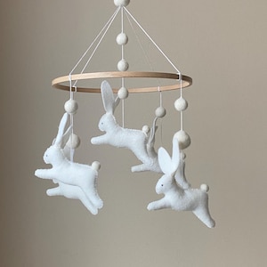 Bunny mobile/ woodland mobile/ felt Baby Mobile/ jumping bunny mobile/ bunny baby mobile/ Crib mobile/ Peter rabbit mobile/ nursery mobile