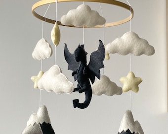 Dragon mobile/ Baby mobile/ Cloud mobile nursery/ Felt Baby mobile Girl/ star mobile baby boy/ Crib mobile/ woodland mobile/ fairy mobile