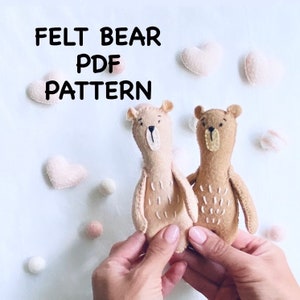 Bear Sewing pattern, Teddy Bear pattern, PDF Pattern, Felt Animals, Woodland Animals, Stuffed Animal Pattern, felt toy