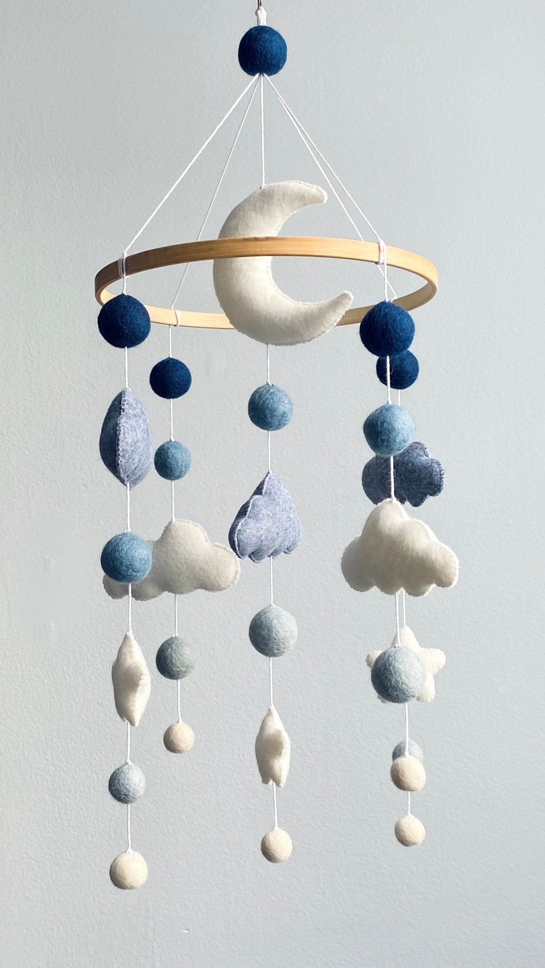 Baby Mobile/ Baby Mobile Boy/ Blue Baby Mobile/ Pom Pom Mobile/ Cloud Baby Mobile/ Baby Girl