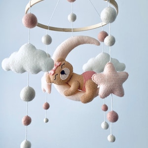 Woodland mobile/ Baby mobile girl/ teddy bear mobile on the moon mobile/ cloud mobile/ Nursery Mobile girl/ Crib mobile/ hanging mobile
