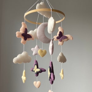 Butterfly crib mobile/ butterfly baby mobile/ felt Baby mobile Girl/ cloud mobile Nursery/ woodland mobile/ butterfly nursery decor