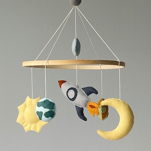 Zonnestelsel mobiel, baby mobiel, planeten mobiel, wieg mobiel meisje, ruimte kinderkamer inrichting, kinderkamer mobiel, vilt mobiele jongen, ruimte mobiel