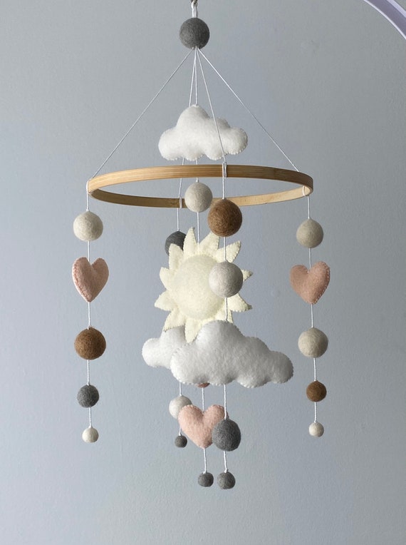 Sun baby mobile baby girl mobile Baby Mobile Nursery Mobile baby mobile cloud mobile cot mobile Crib mobile felt nursery mobile