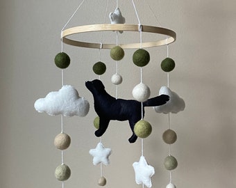 Dog mobile for nursery, golden retriever dog baby mobile, gender neutral mobile, Puppy cat mobile felt, Felt ball mobile crib, boho nursery