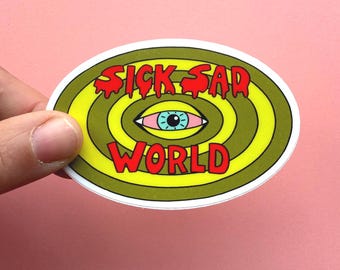 Sick Sad World Vinyl Aufkleber | 90er Jahre Nostalgie | Daria TV-Sendung | Trippy Aufkleber | Y2k Retro Vintage Accessoires | Laptop Wasserflasche Aufkleber