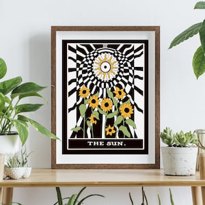 The Sun Tarot Art Print Celestial Star Zodiac astrologie Tarot dek Tarot Artwork Boho kaart spiritualiteit psychologie Jung esoterische magie