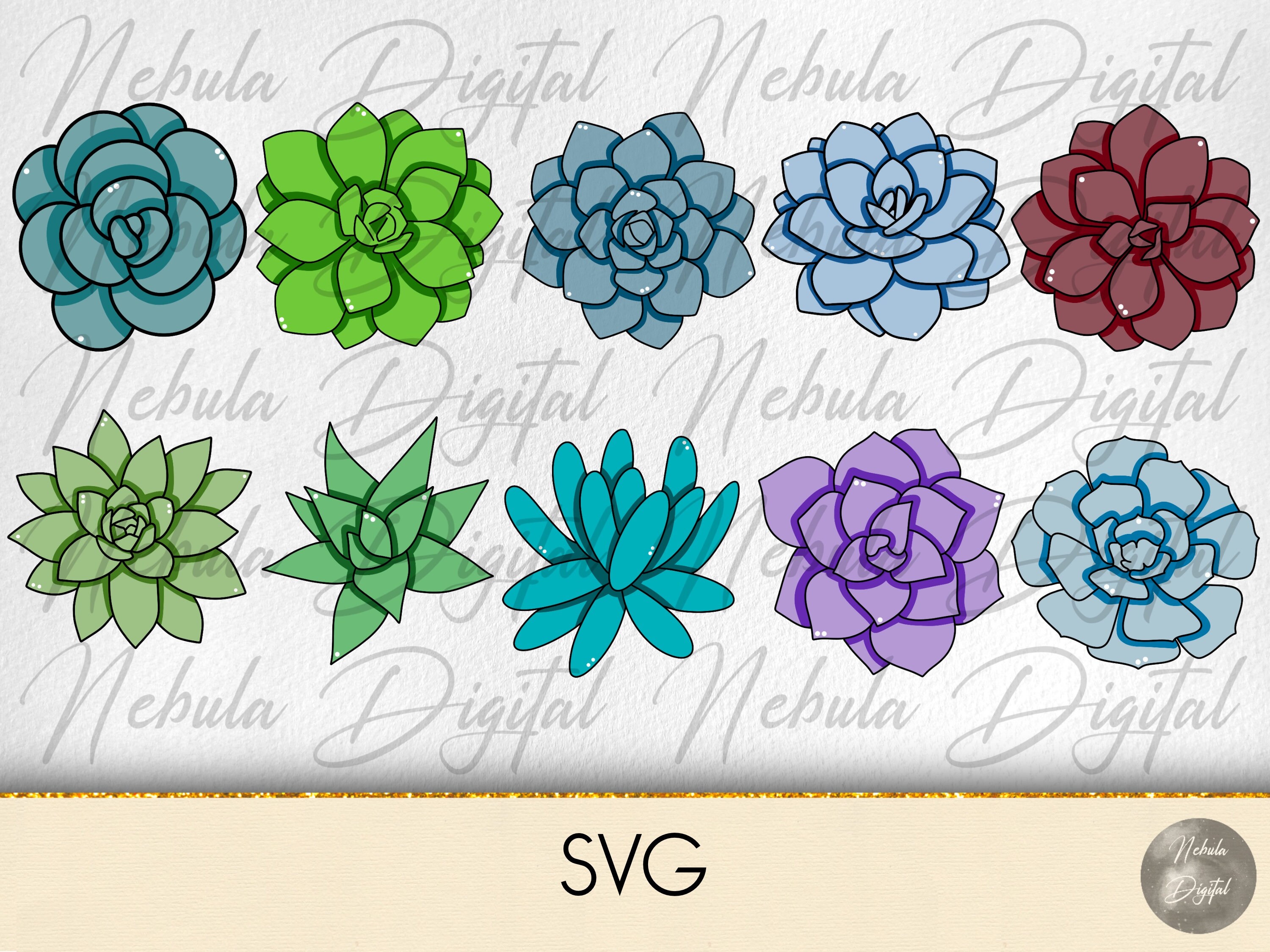 Succulent SVG PNG Vector Clip art Commercial Use Instant - Etsy 日本