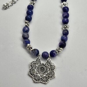 Czech Blue Flower Beaded Necklace