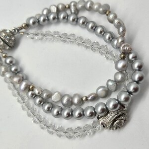Czech Silver and Quartz Beaded Bracelet