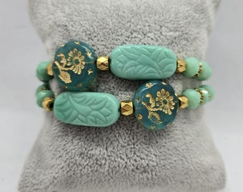 Czech Jade and Gold Bracelet