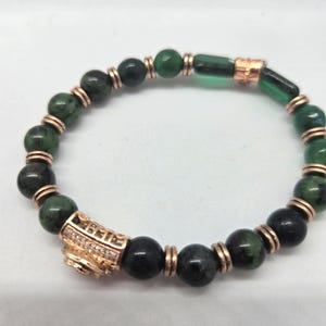 Jade and Gold Czech Glass Bracelet