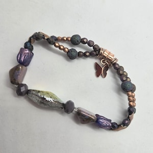Rustic Czech Glass Charm Bracelet