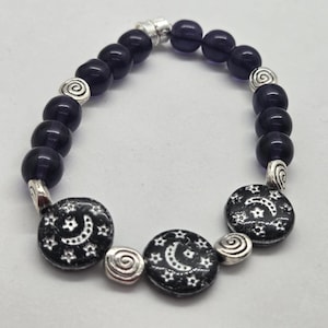Czech Black and Silver Moon Bracelet