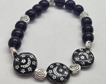 Czech Black and Silver Moon Bracelet